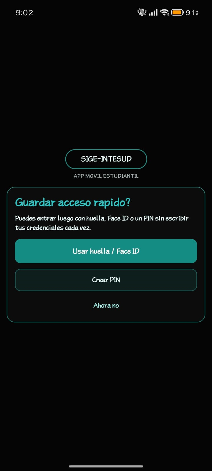 Pantalla principal de SIGE