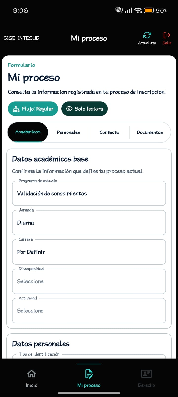 Información académica en SIGE